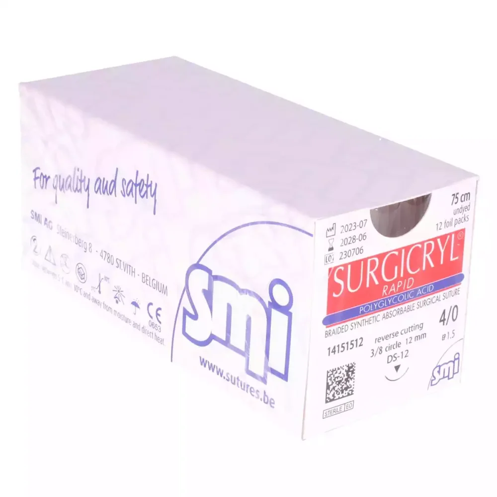 FIL SURGICRYL PGA 4/0 AIG. 13MM/75CM (12)