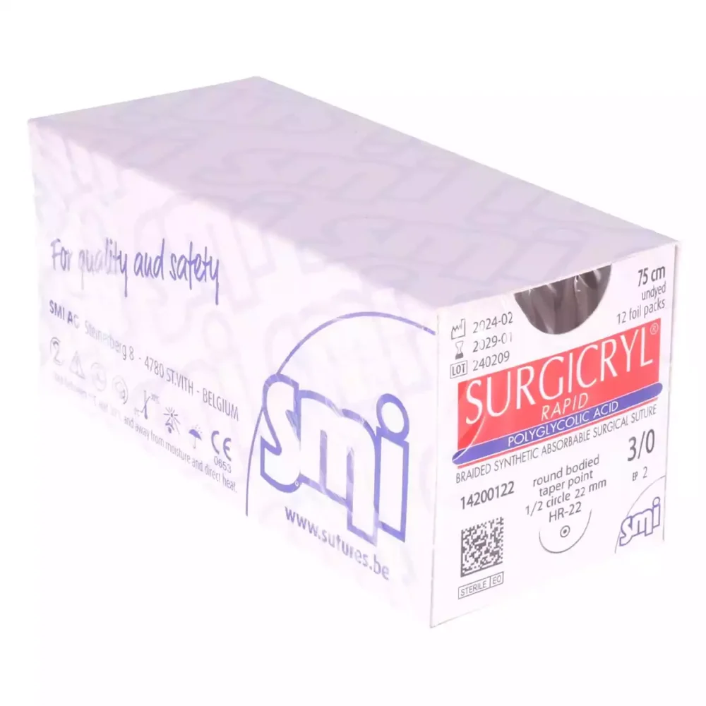FIL SURGICRYL RAPID 3/0 AIG. 16MM/75CM (12)